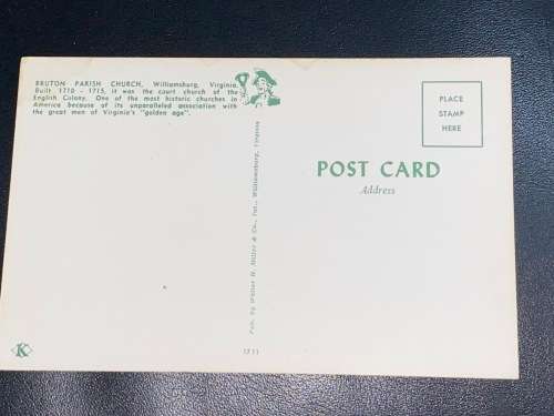 BRUTON PARISH CHURCH WILLIAMSBURG VIRGINIA USA POSTCARD