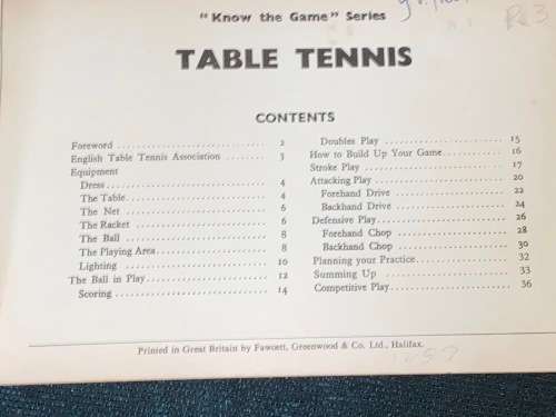 KNOW THE GAME TABLE TENNIS
