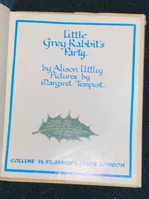 LITTLE GREY RABBIT PARTY BY ALISON UTTLEY PICTURES BY MAGARET TEMPEST