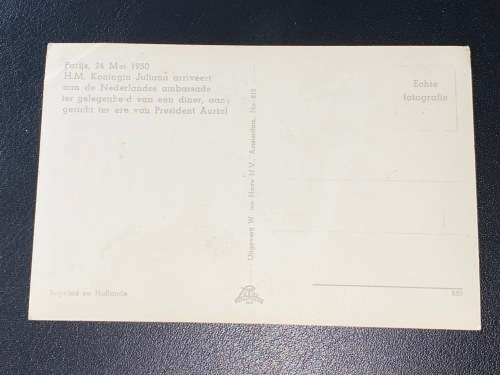 H.M. QUEEN JULIANA OF NETHERLANDS IN PARIS POSTCARD