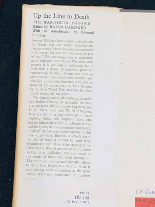 UP THE LINE TO DEATH THE WAR POETS 1914-18 AN ANTHOLOGY BY BRIAN GARDNER