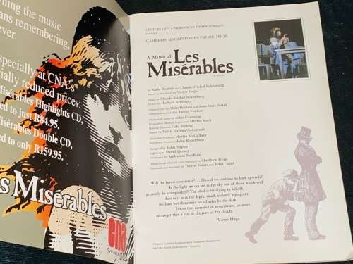 A MUSICAL LES MISERABLES SOUVENIR PROGRAMME SOUTH AFRICA