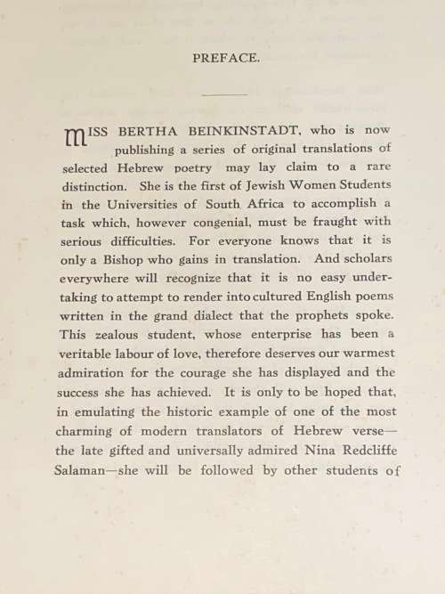 AN ANTHOLOGY OF POEM TRANSLATIONS BY BERTHA BEINKINSTADT 1930