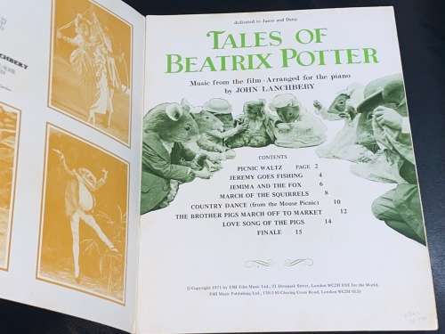 TALES OF BEATRIX POTTER  SHEET MUSIC FROM THE FILM ARRANGED FOR THE PIANO BY JOHN LANCHBERY
