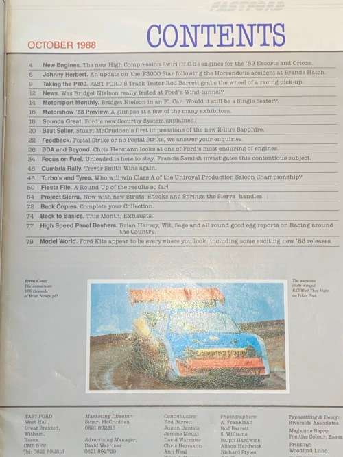 FAST FORD MAGAZINE OCTOBER 1988