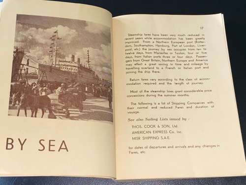 EGYPT TOURIST GUIDE GENERAL INFORMATION ON TRAVELLING 1938