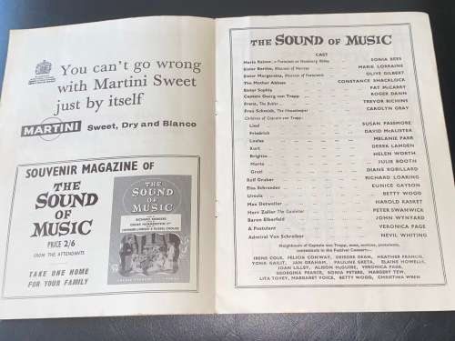 THE SOUND OF MUSIC PALACE THEATRE PROGRAMME 1961