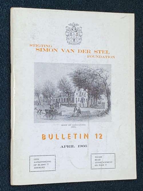 SIMON VAN DER STEL FOUNDATION BULLETIN 12 APRIL 1966