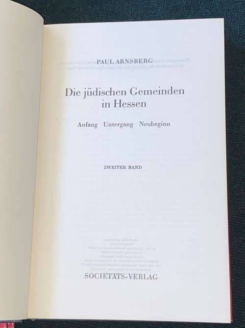 DIE JUDISCHEN GEMEINDEN IN HESSEN 2 VOL