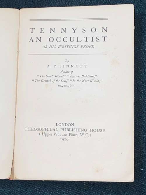 TENNYSON AN OCCULTIST BY A.P. SINNETT