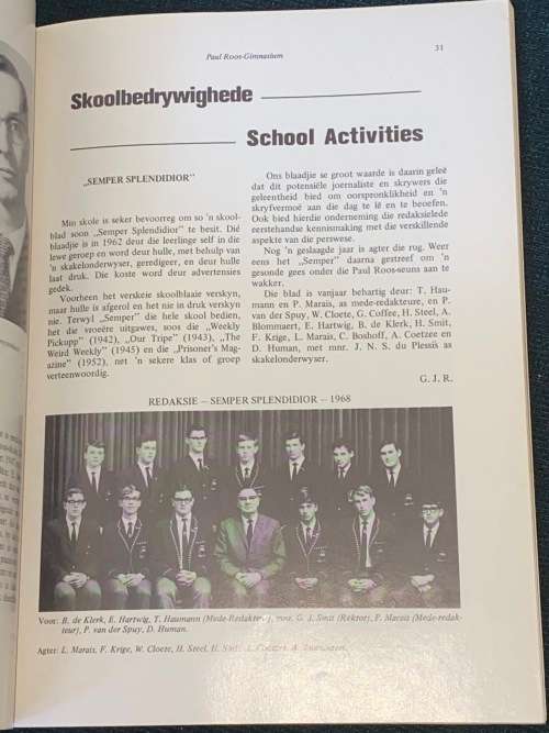 PAUL ROOS GIMNASIUM SKOOLBLAD / MAGAZINE 1968