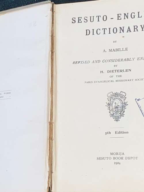 SESUTO-ENGLISH DICTIONARY BY A. MABILLE 5TH EDITION 1924 EX-LIB