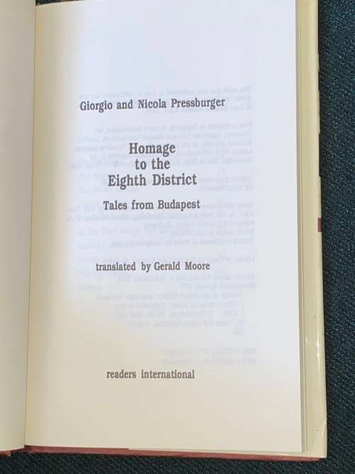 HOMAGE TO THE EIGHTH DISTRICT TALES FROM BUDAPEST BY GIORGIO & NICOLA PRESSBURGER