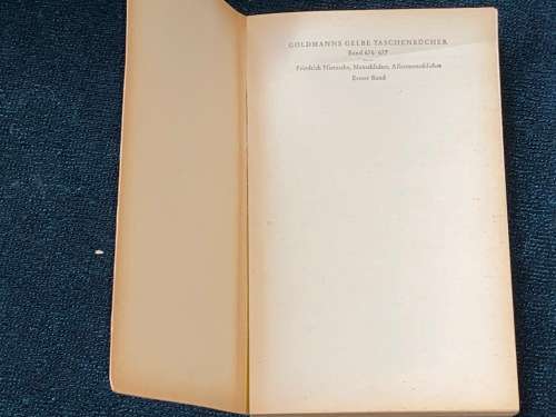 FREDERICH NIETZSCHE MENSCHLICHES, ALLZU-MENSCHLICHES