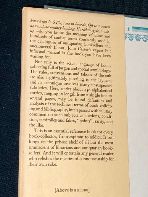 ABC FOR BOOK COLLECTORS BY JOHN CARTER