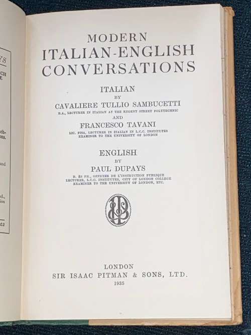 MODERN ITALIAN-ENGLISH CONVERSATIONS 1935