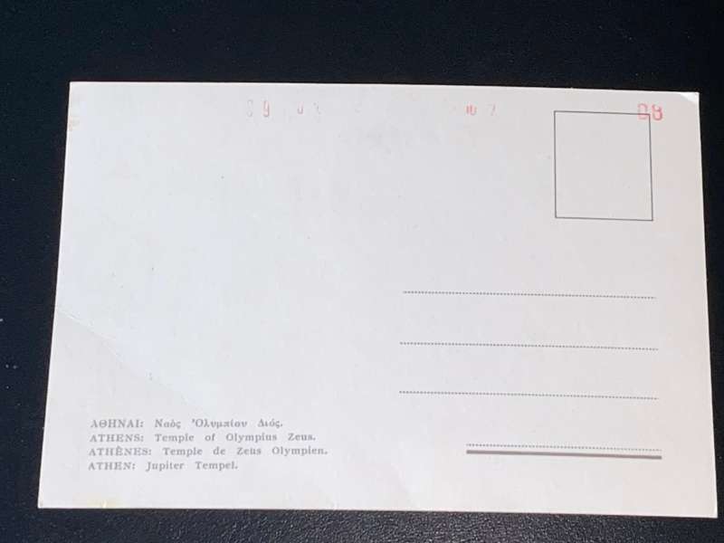 VINTAGE TEMPLE OF OLYMPUS ZEUS GREECE POSTCARD