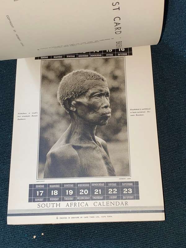 1935 SOUTH AFRICA PICTORIAL CALENDAR POSTCARDS