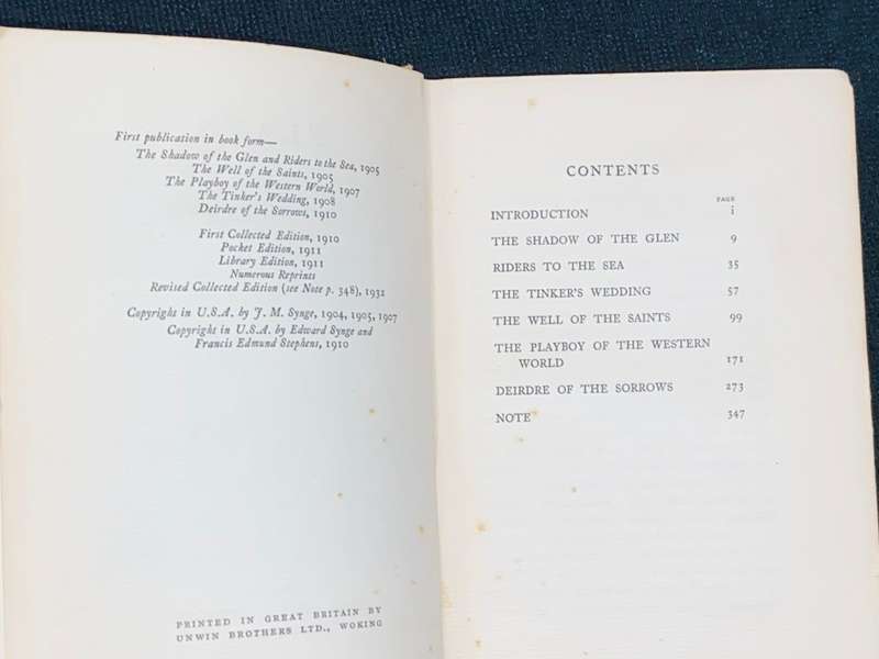 PLAYS BY JOHN M. SYNGE 1932
