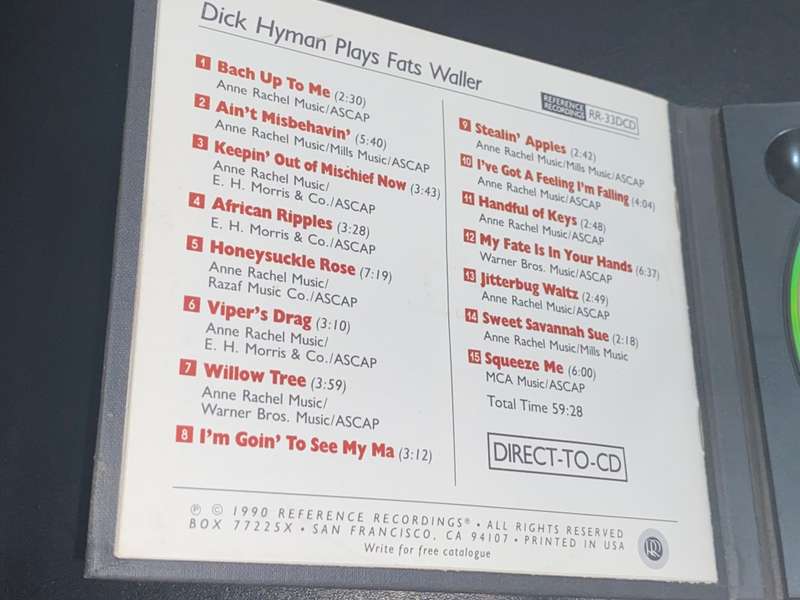 DICK HYMAN PLAYS FATS WALLER DIRECT TO CD