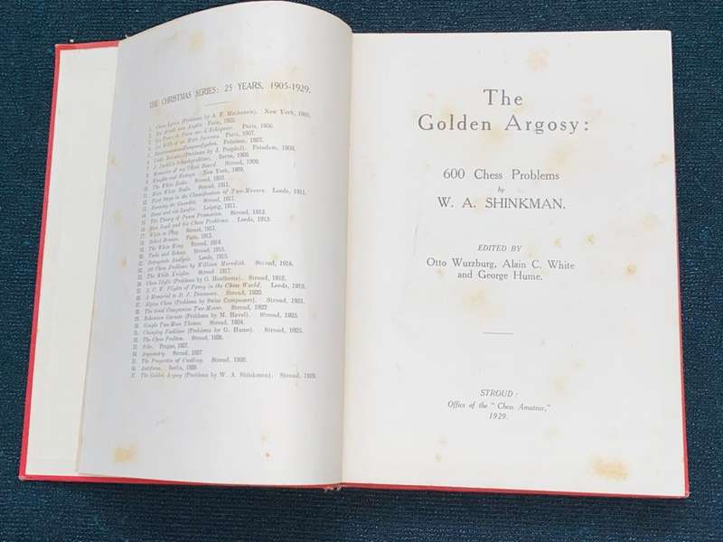 THE GOLDEN ARGOSY BY W.A. SHINKMAN 1929 CHESS