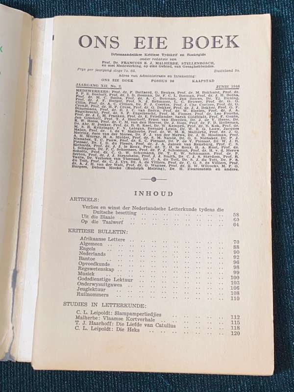 ONS EIE BOEK `N AFRIKAANSE BOEKEGIDS JUNIE 1946