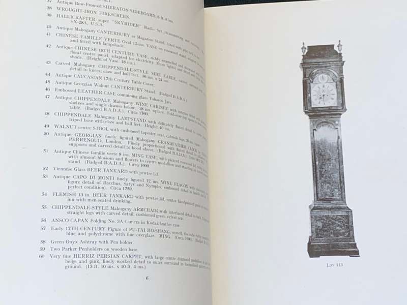 ANTIQUES CATALOGUE OF MOST OUTSTANDING COLLECTION BY MR. A.R. ZOCCOLA 26 NOV 1952 NEWLANDS