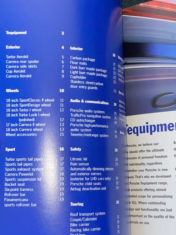 PORSCHE TEQUIPMENT 911 ACCESSORIES FOR 911 (TYPE 996) MODEL RANGE