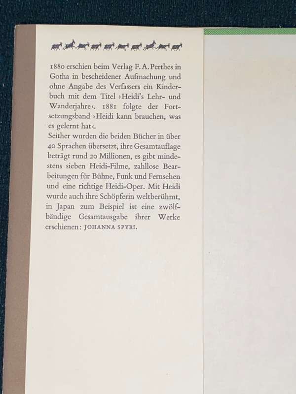 HEIDI LEHR UND WANDERJAHRE /KANN BRAUCHEN, WAS ES GELERNT HAT