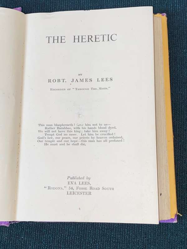 THE HERETIC BY ROBERT JAMES LEES INSCRIBED BY AUTHORS DAUGHTER