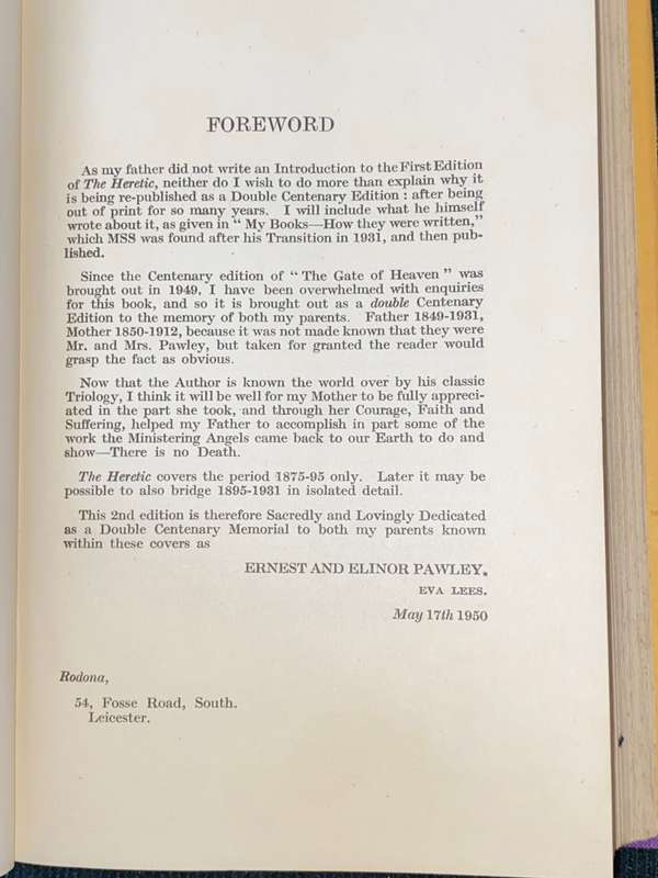 THE HERETIC BY ROBERT JAMES LEES INSCRIBED BY AUTHORS DAUGHTER