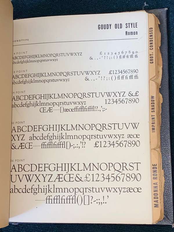 VINTAGE CAPE TIMES SPECIMEN DISPLAY TYPE FACES