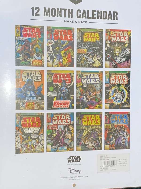2016 STAR WARS COMIC 12 MONTH CALENDAR