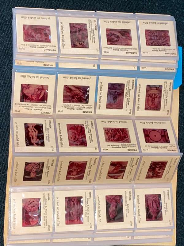 VINTAGE MICHELANGELO 64 SOUVENIR COLOUR SLIDES PRINTED ON KODAK FILM