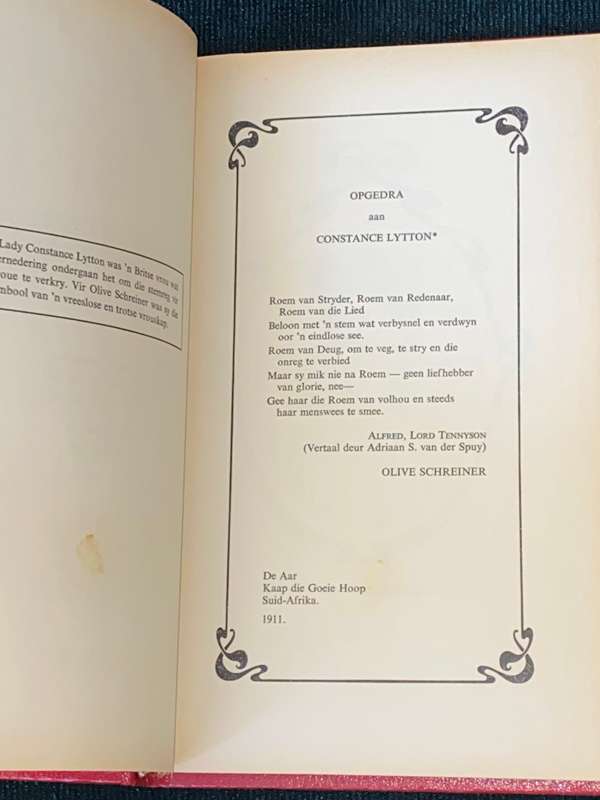 OLIVE SCHREINER ARBEID EN DIE VROU GEDENKUITGAWE 1975 SIGNED