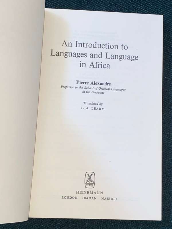 AN INTRODUCTION TO LANGUAGES AND LANGUAGES IN AFRICA BY PIERR ALEANDRE
