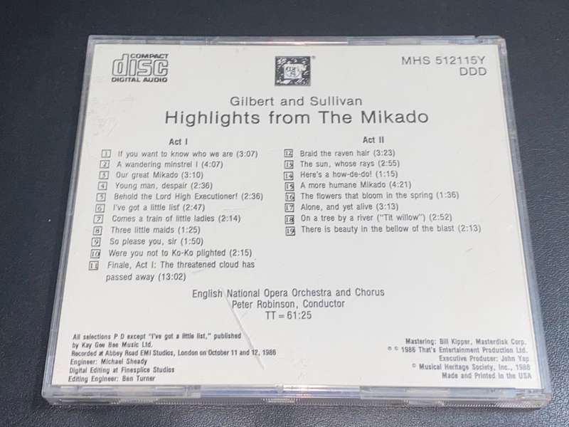 GILBERT AND SULLIVAN HIGHLIGHT FROM THE MIKADO CD