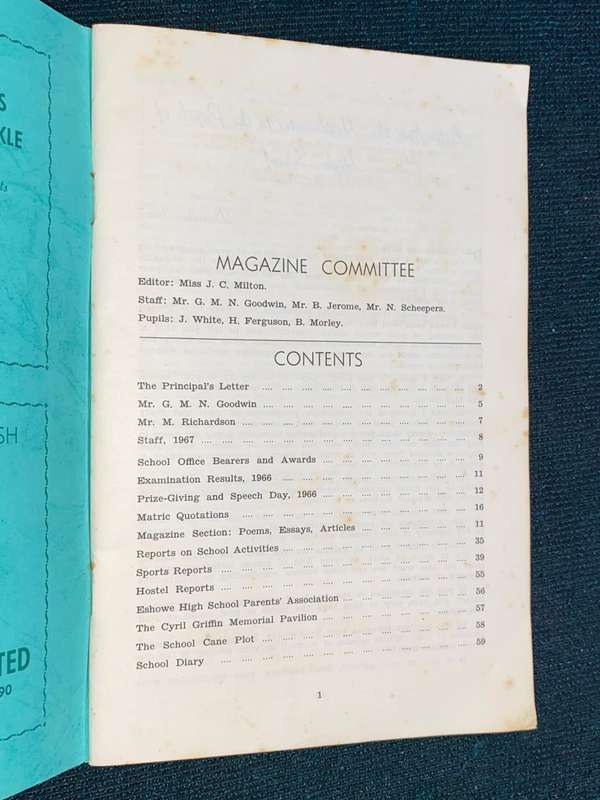 ESHOWE HIGH SCHOOL MAGAZINE 1967