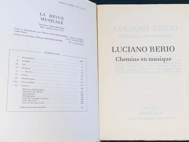 LUCIANO BERIO CHEMINS EN MUSIQUE PAR IVANKA STOIANOVA