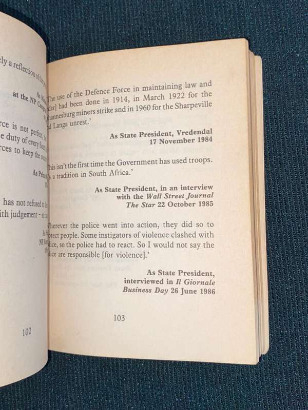 PW BOTHA IN HIS OWN WORDS COMPILED BY PETER-DIRK UYS
