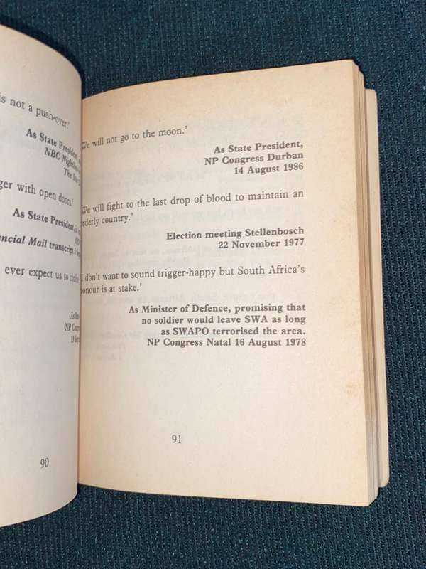 PW BOTHA IN HIS OWN WORDS COMPILED BY PETER-DIRK UYS