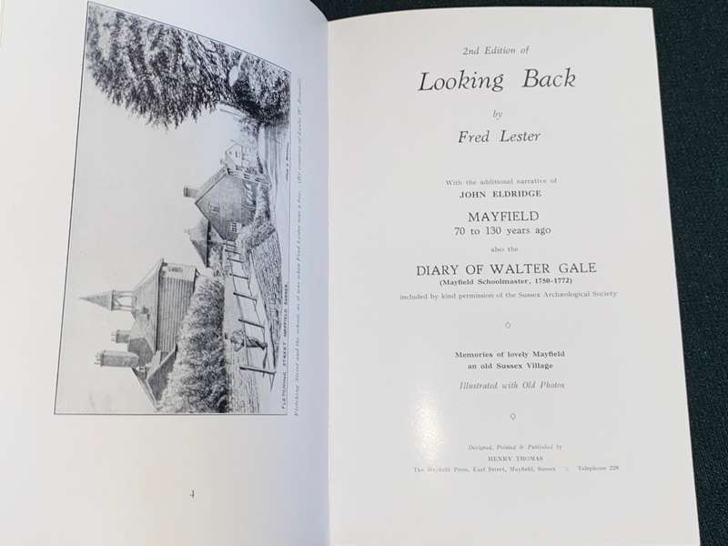 LOOKING BACK BY FRED LESTER MEMORIES OF LOVELY MAYFIELD AND OLD SUSSEX VILLAGE SIGNED BY AUTHOR