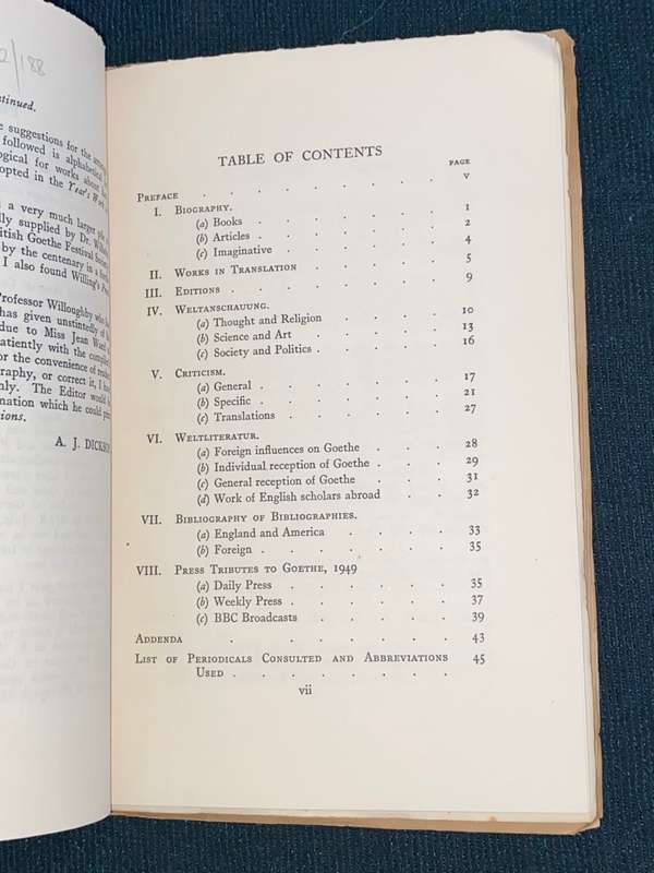 GOETHE IN ENGLAND 1909-1949 A BIBLIOGRAPHY COMPILED BY A.J. DICKSON