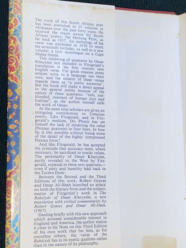 NEW QUARTRAINS OMAR KHAYYAM BY I.D. DU PLESSIS LIMITED EDITION