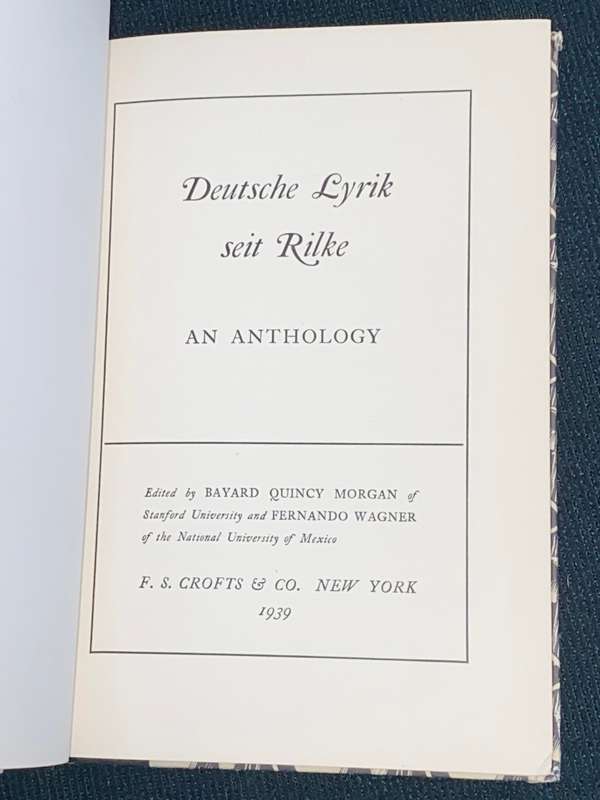 DEUTSCHE LYRIK SEIT RILKE AN ANTHOLOGY 1939