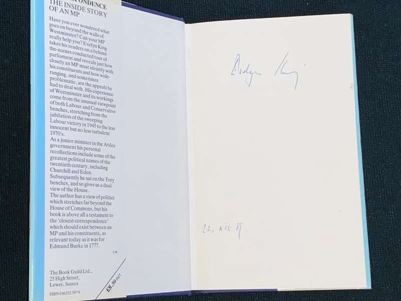 CLOSEST CORRESPONDENCE THE INSIDE STORY OF AN MP BY EVELYN KING SIGNED
