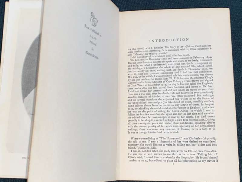 UNDINE BY OLIVE SCHREINER 1929