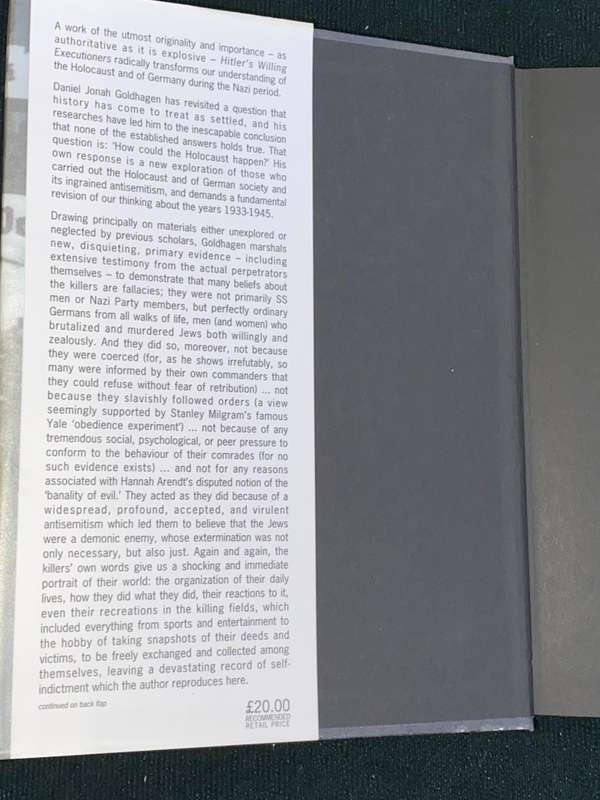 HITLER`S WILLING EXECUTIONERS ORDINARY GERMANS AND THE HOLOCAUST BY DANIEL JONAH GOLDHAGN