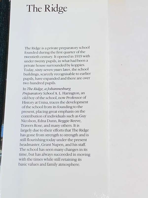 THE RIDGE A JOHANNESBURG PREPARATORY SCHOOL BY ANDREW HARINGTON