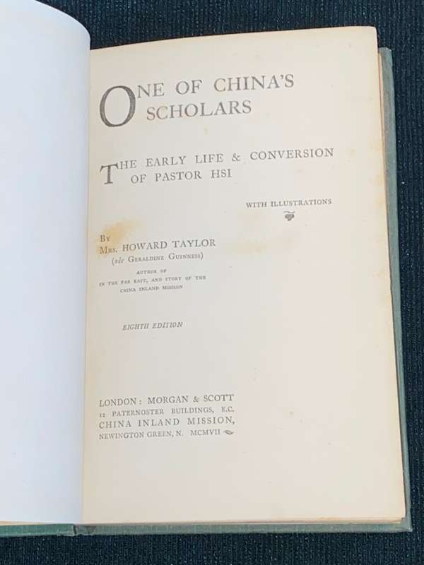 PASTOR HSI CONFUCIAN SCHOLAR AND CHRISTIAN 1907